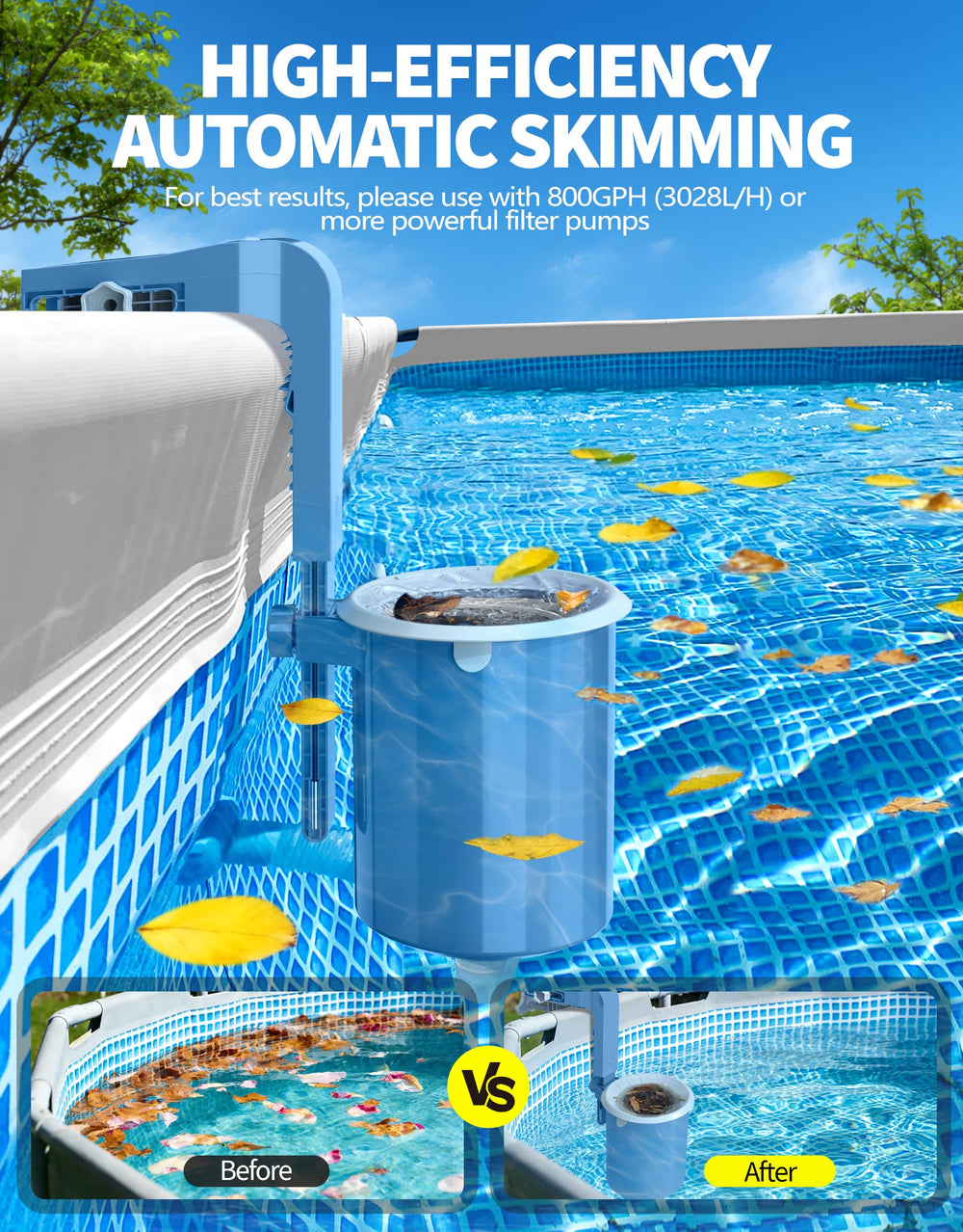 BluSwim anti-float snap ring close-up keeping debris trapped during level change
