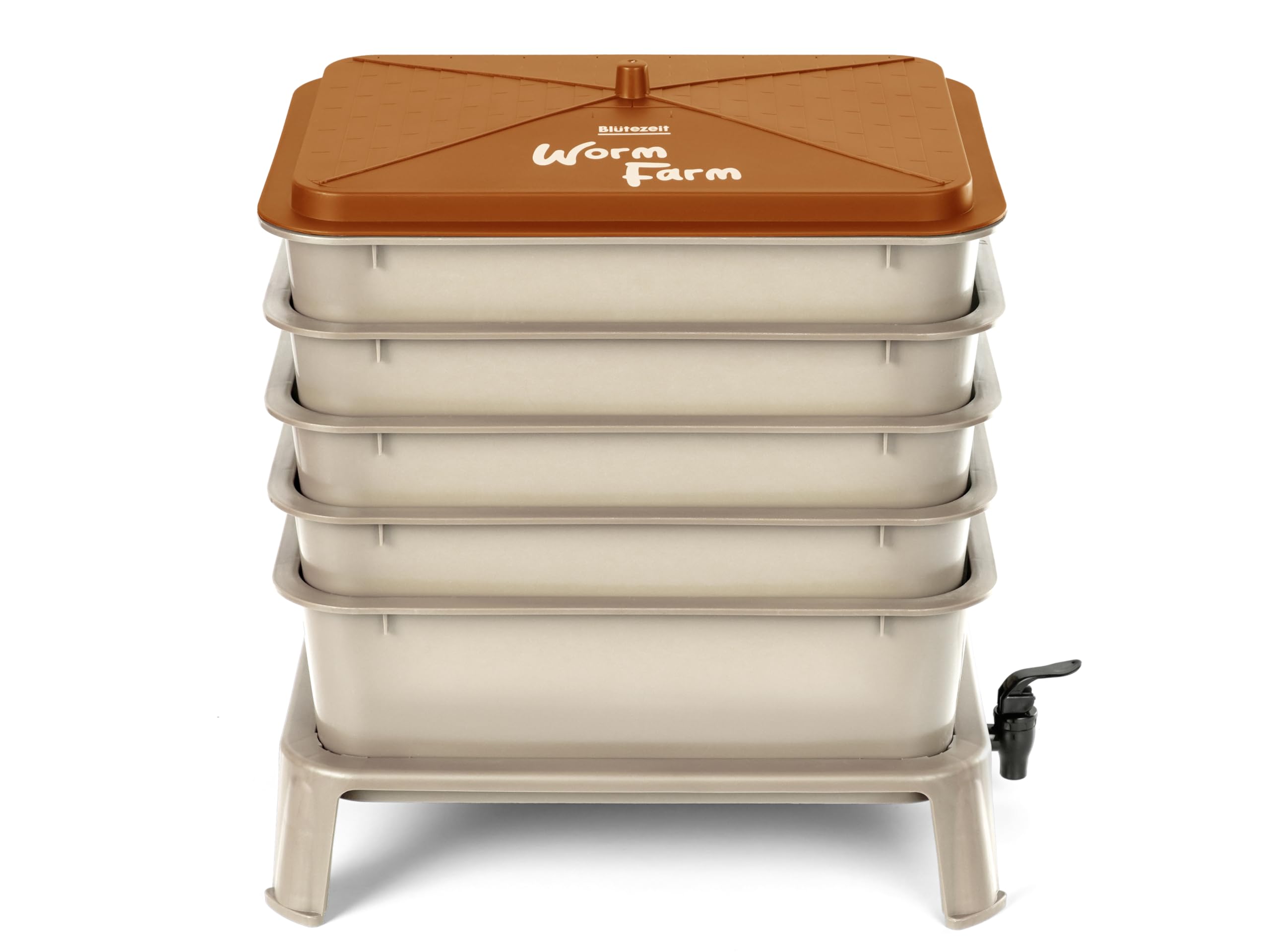 Blütezeit close-up of stackable trays highlighting layered design and improved worm activity