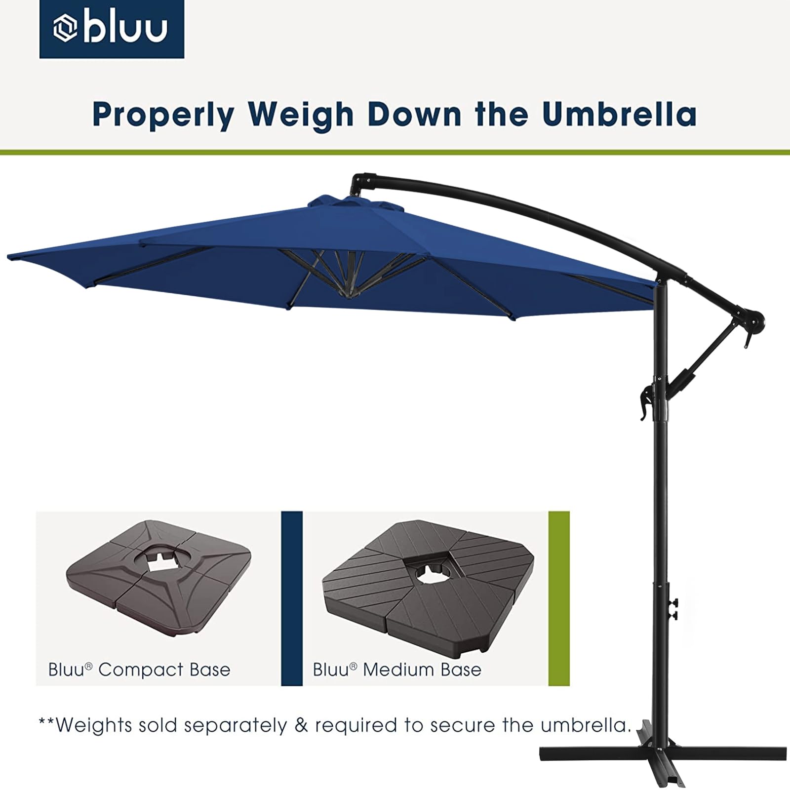 BLUU BANYAN pole and base attachment showing reinforced stability benefit