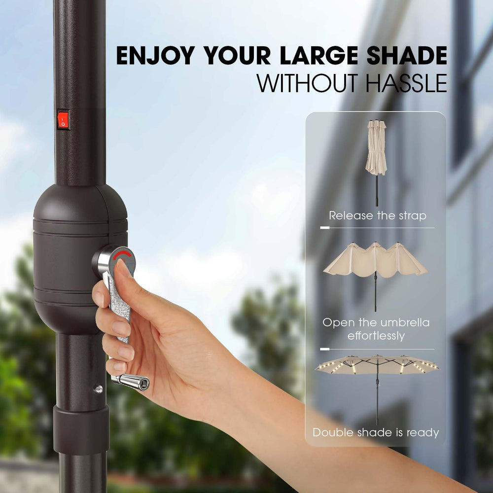BLUU umbrella base with sandbags assembled for strong stability