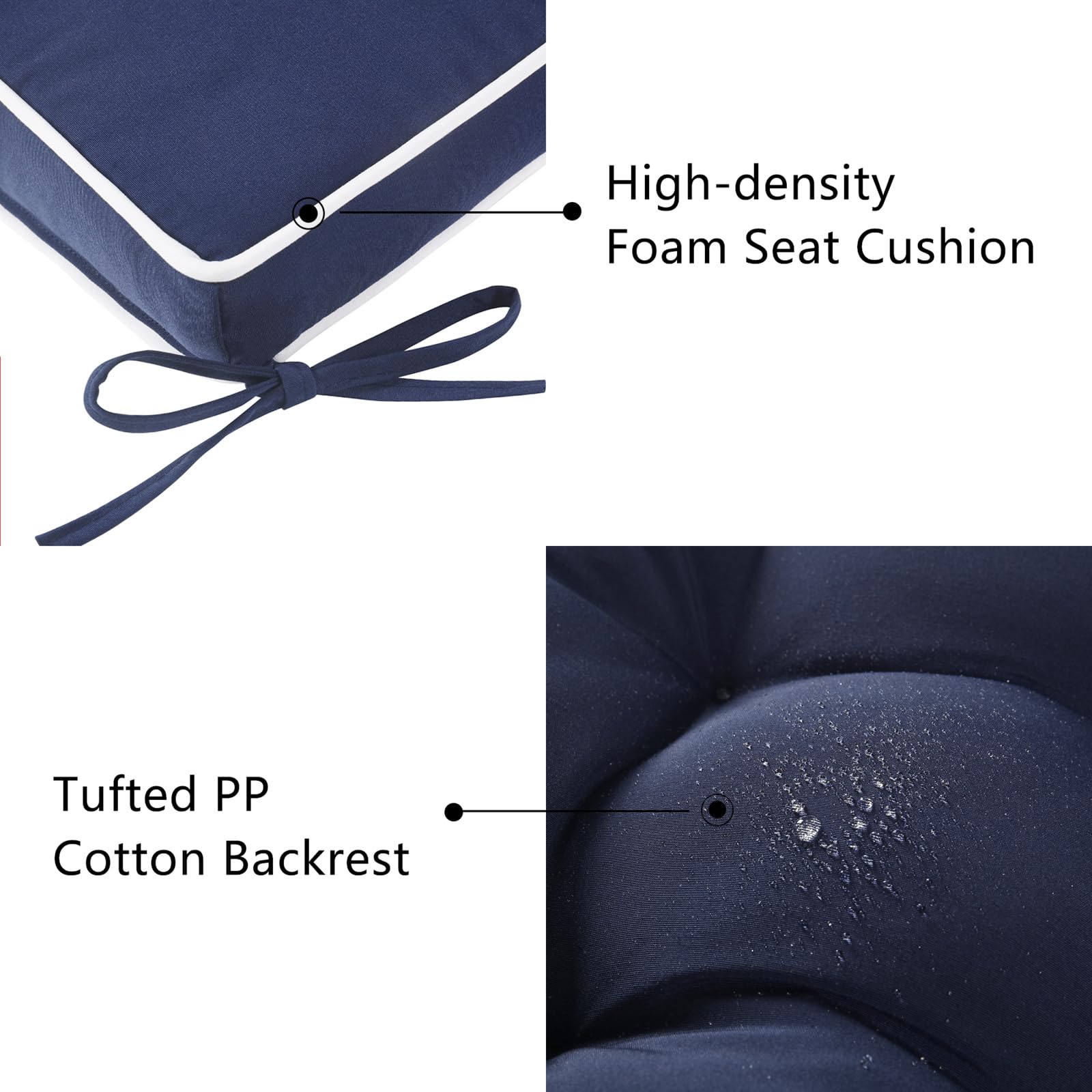 Blytieor cushions in light rain scene illustrating water resistance and easy care