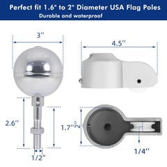 BMFTRRI 3-inch aluminum ball topper close-up with corrosion-resistant finish