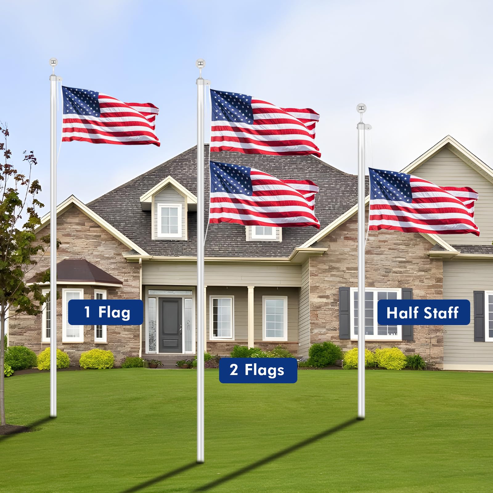 BMFTRRI flagpole hardware installed on a home pole for reliable flag display