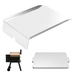 BMMXBI stainless drip pan front view showing durable heat baffle and improved heat distribution