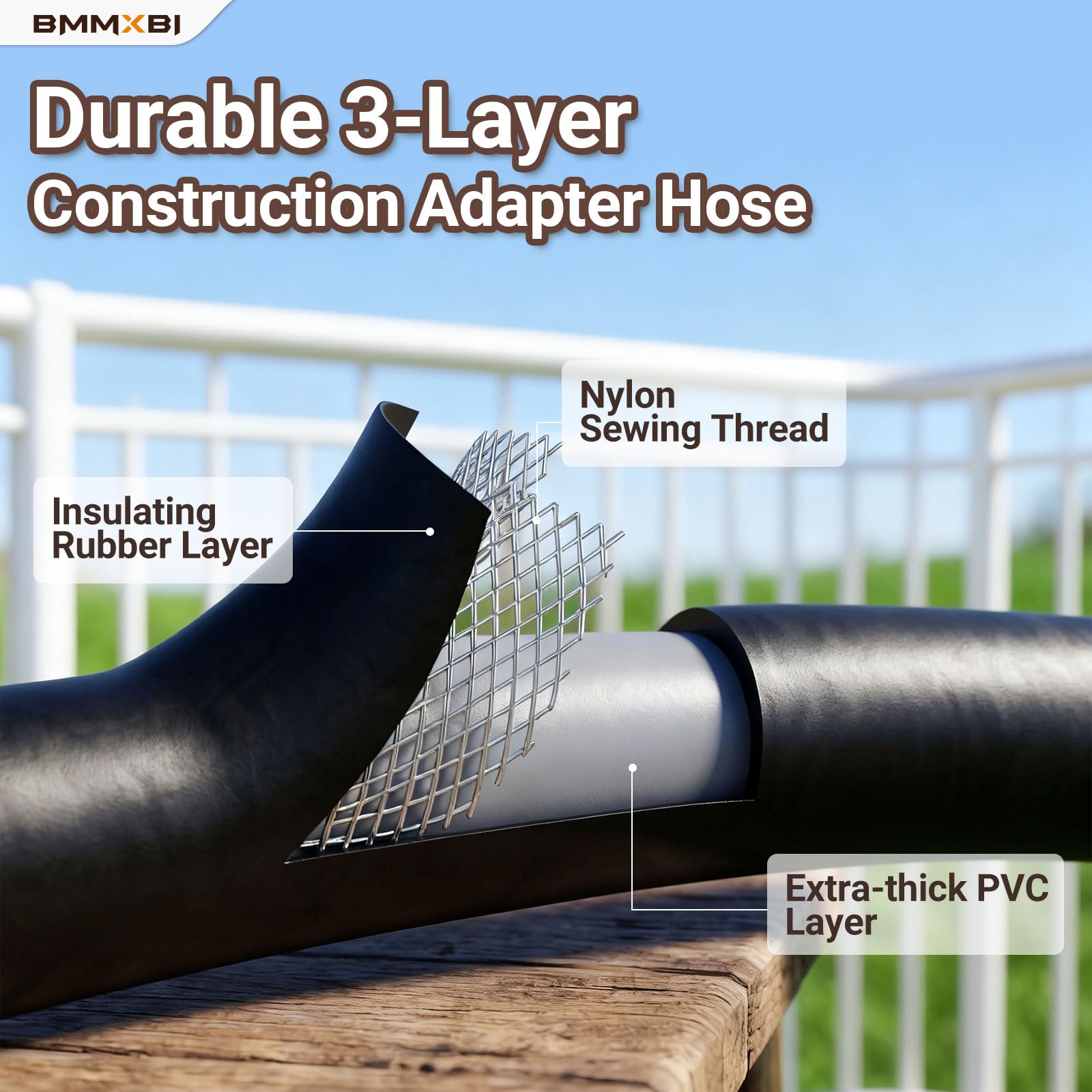 BMMXBI hose flexing to show kink resistance and storage convenience benefit