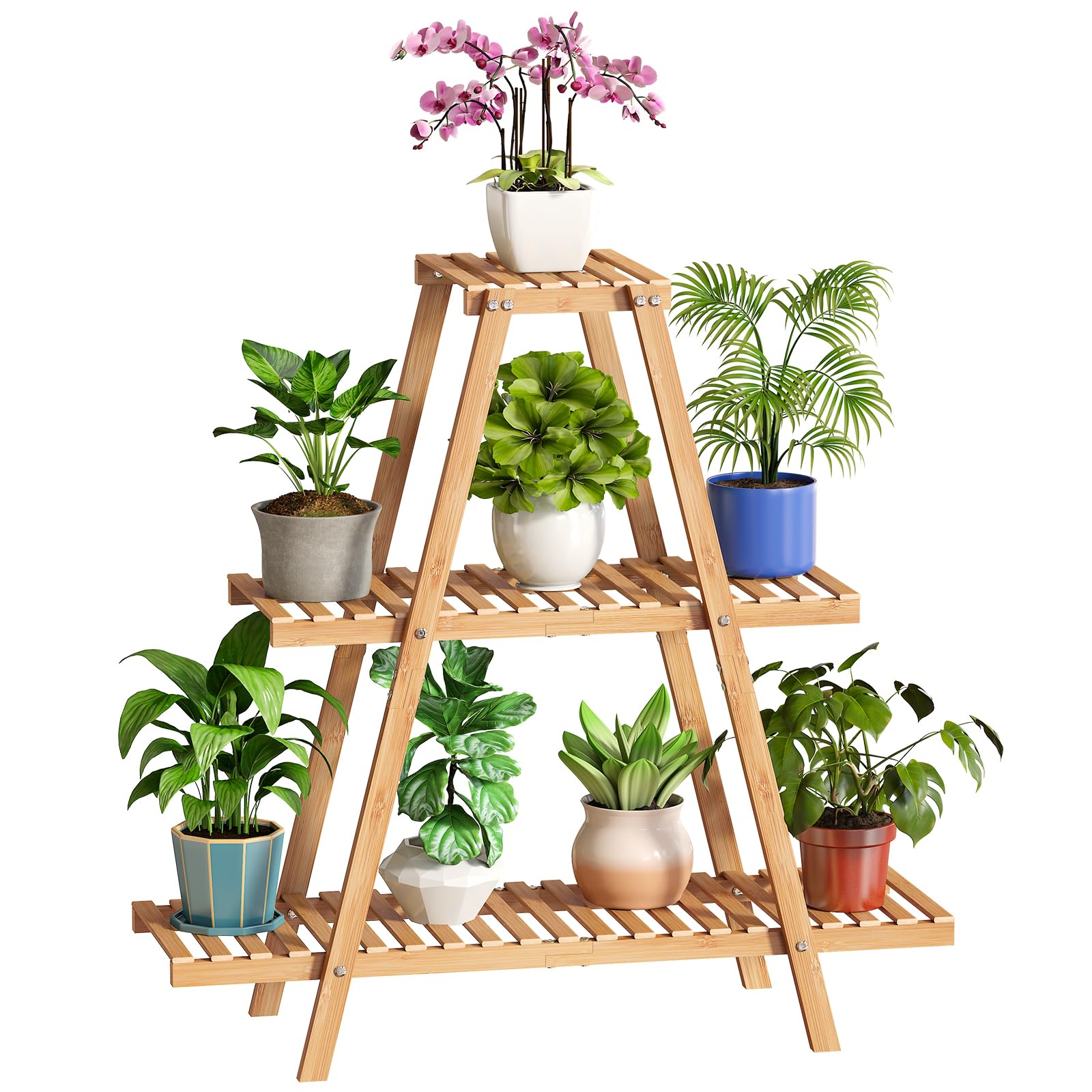 BMOSU front view of 3-tier plant stand showing neat display and space saving