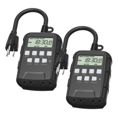 BN-LINK front view showing dual grounded outlets and display, easy scheduling benefit
