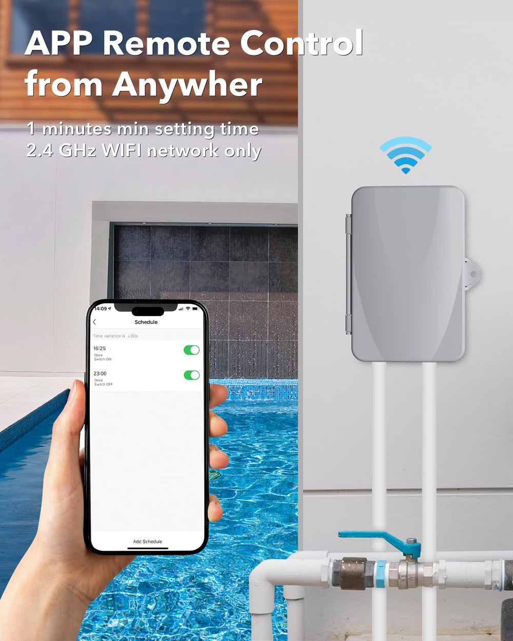 BN-LINK mounted on pool equipment demonstrating outdoor installation reliability