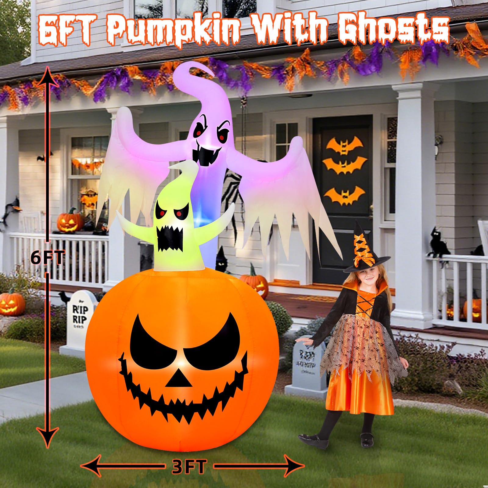 B&D side profile showing full 6-foot height and dancing ghosts