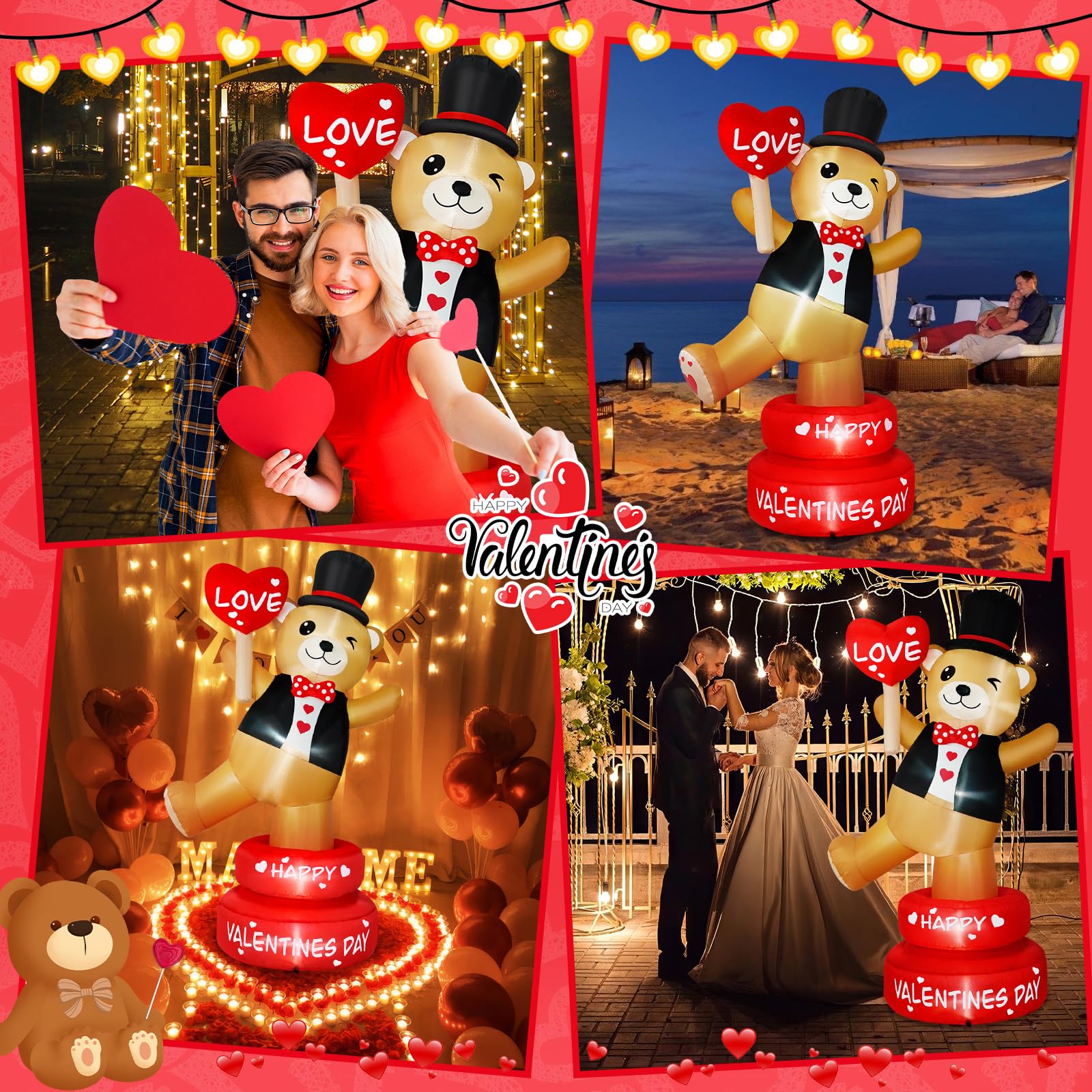 B&D bear in a front-yard setting providing festive Valentine ambience