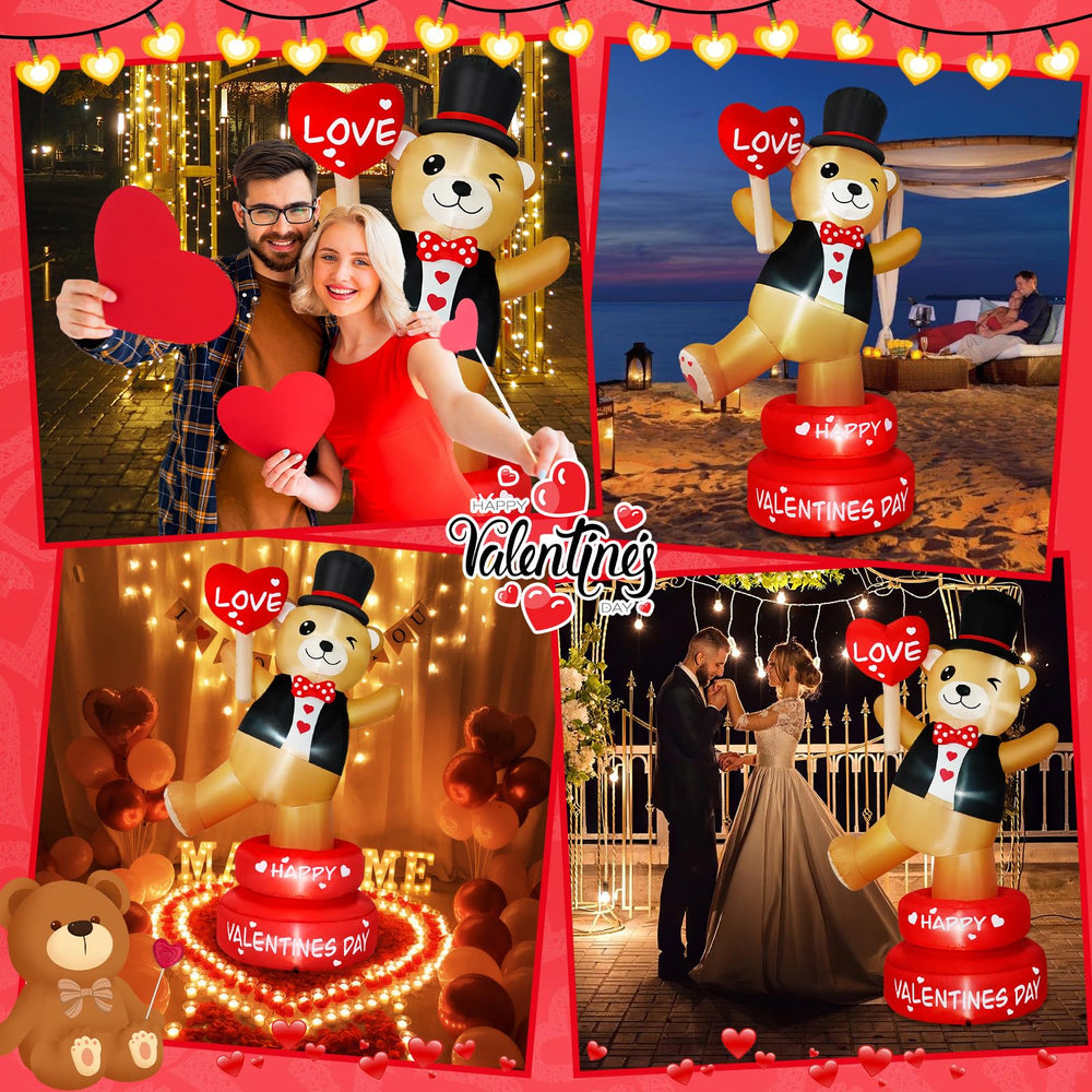 B&D bear in a front-yard setting providing festive Valentine ambience