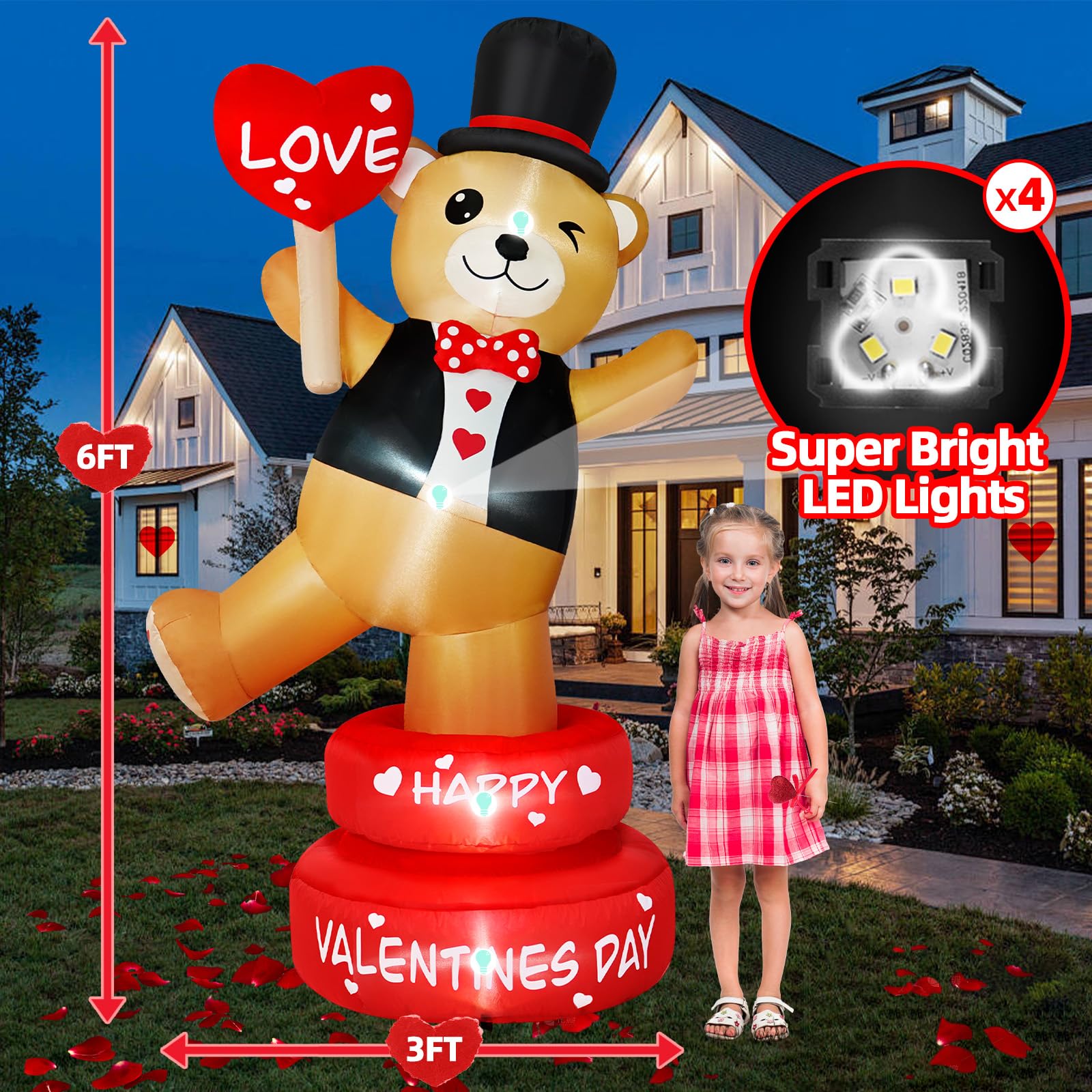 B&D rotating bear illuminated by built-in LEDs for bright nighttime visibility