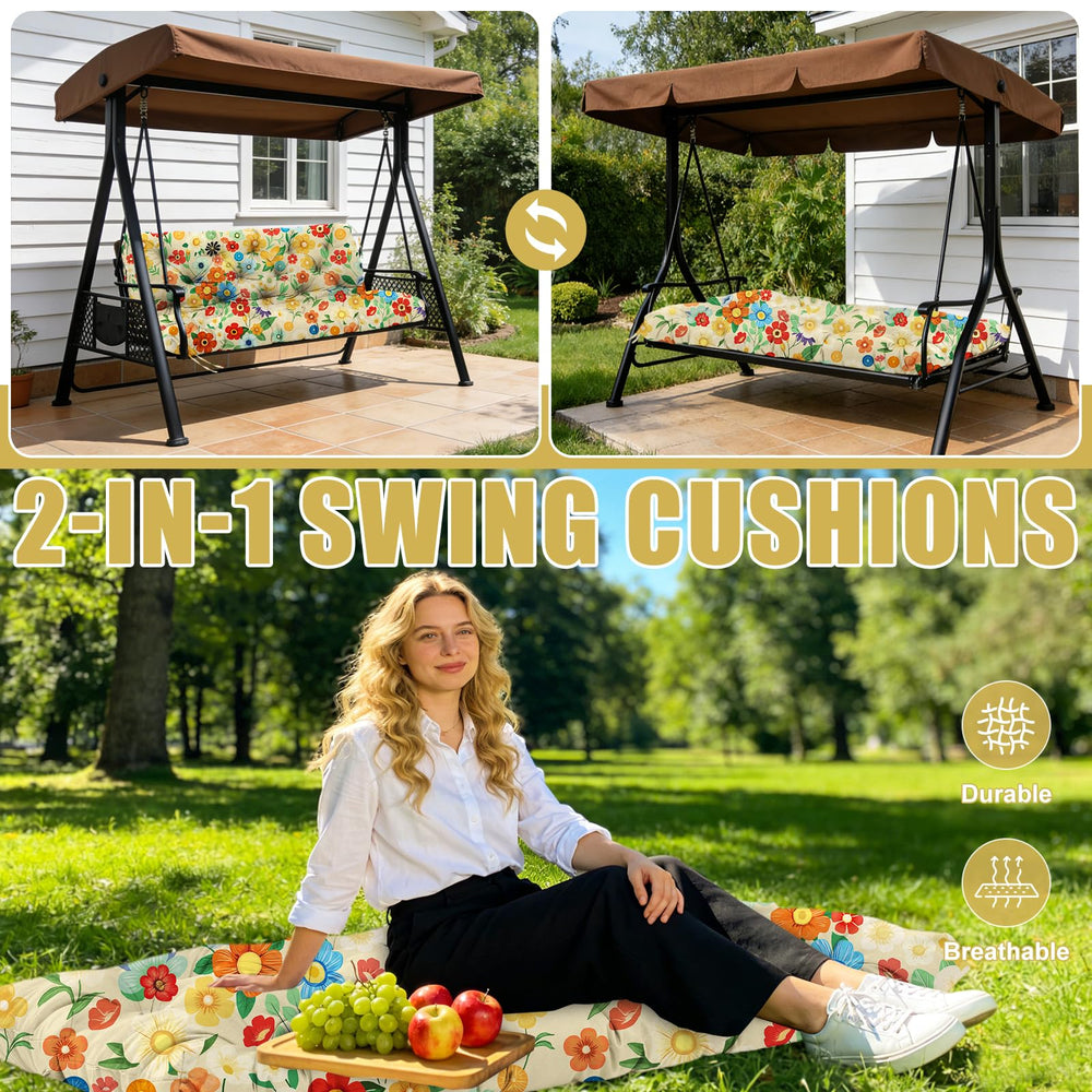 Boaisdus back view showing eight ties for secure non-slip attachment to swing