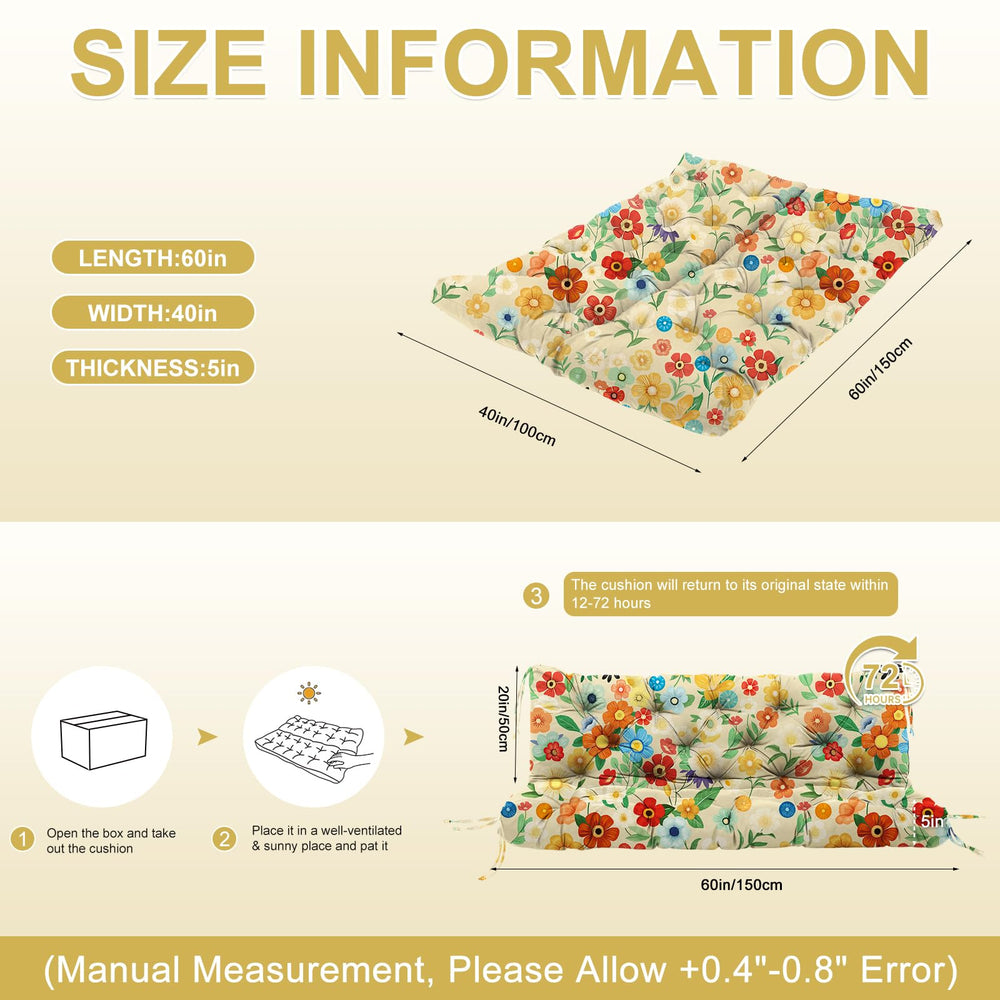Boaisdus cushion on bench with ruler showing fit and proper scale for 60 inch seats