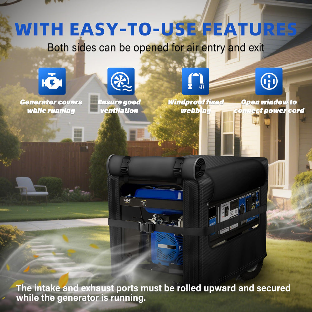 BOANEN cover on generator showing 30×30×27 size for fit verification