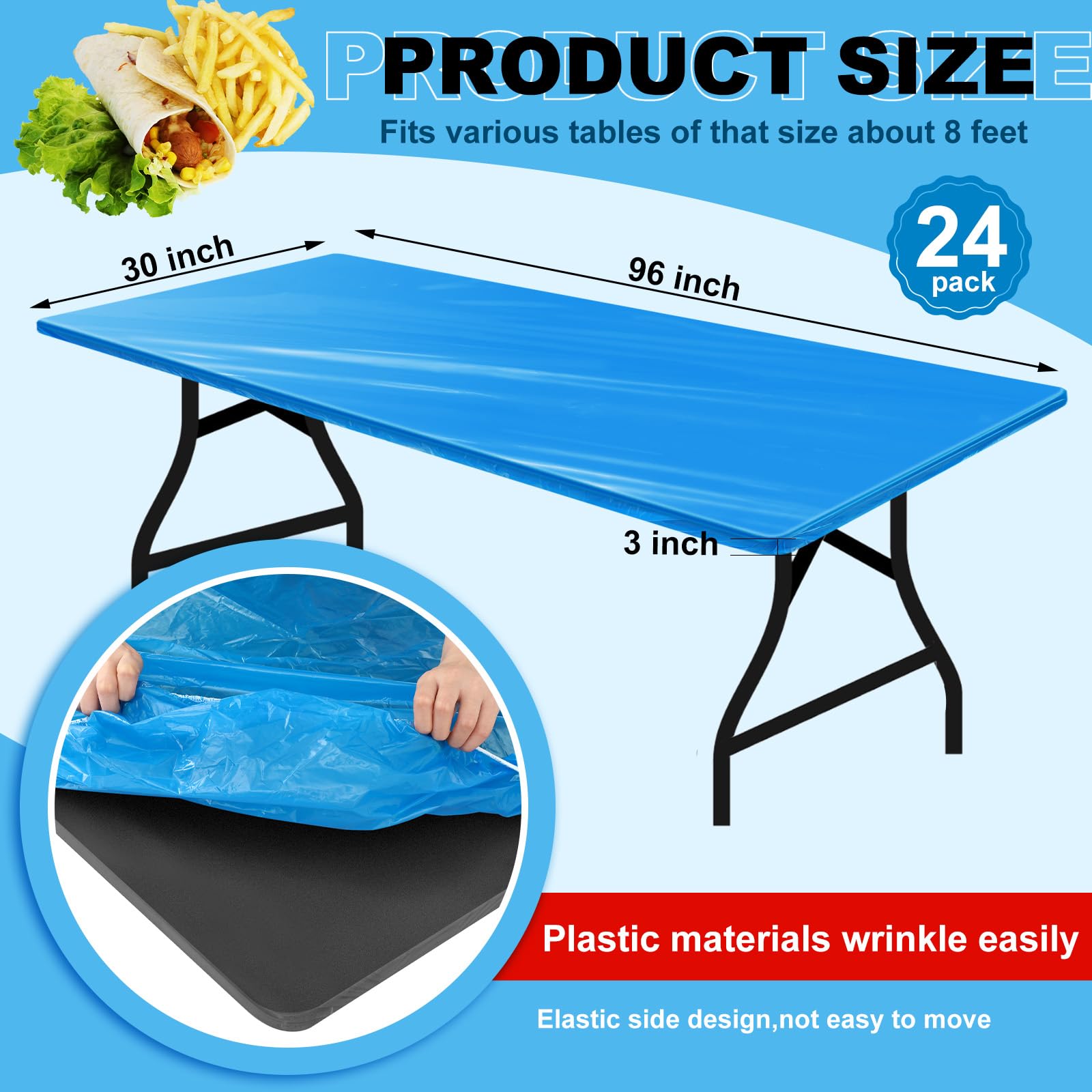 Boao elastic edge close-up demonstrating secure fit on table corners