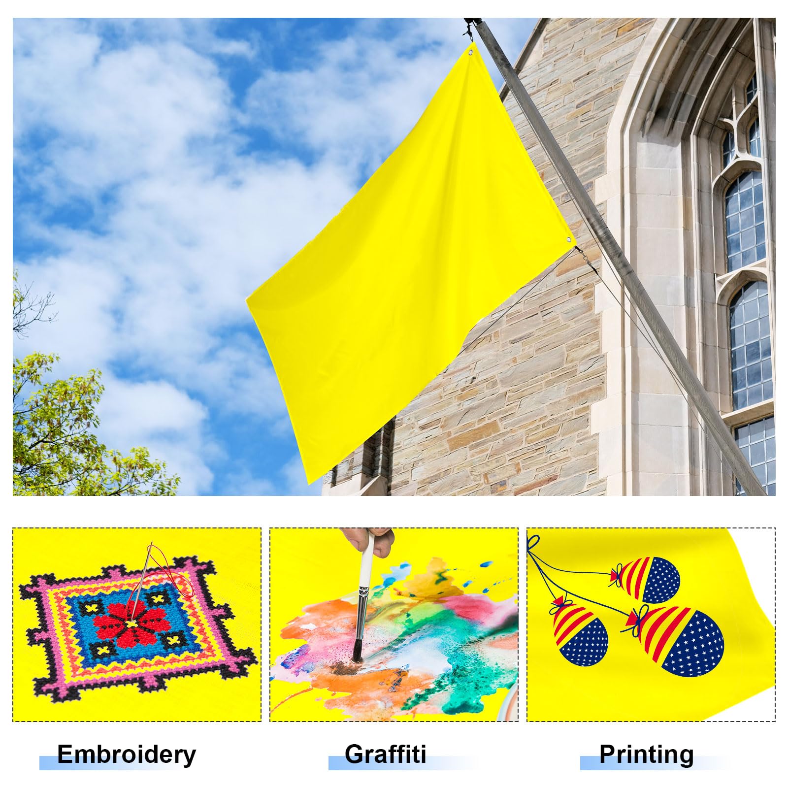 Boao flag hanging in backyard illustrating wind-ready decoration and visual impact