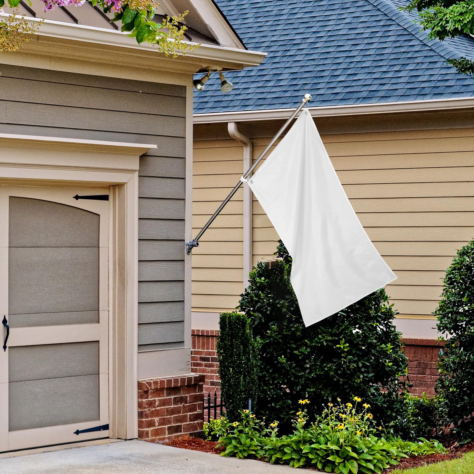 Boao white flag flying in breeze outdoors demonstrating visibility and wind-ready design