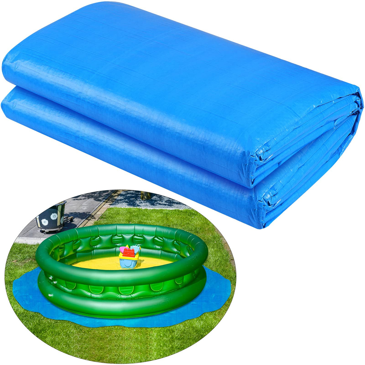 Boao front packaging showing 18 ft pool pad and quick install benefit