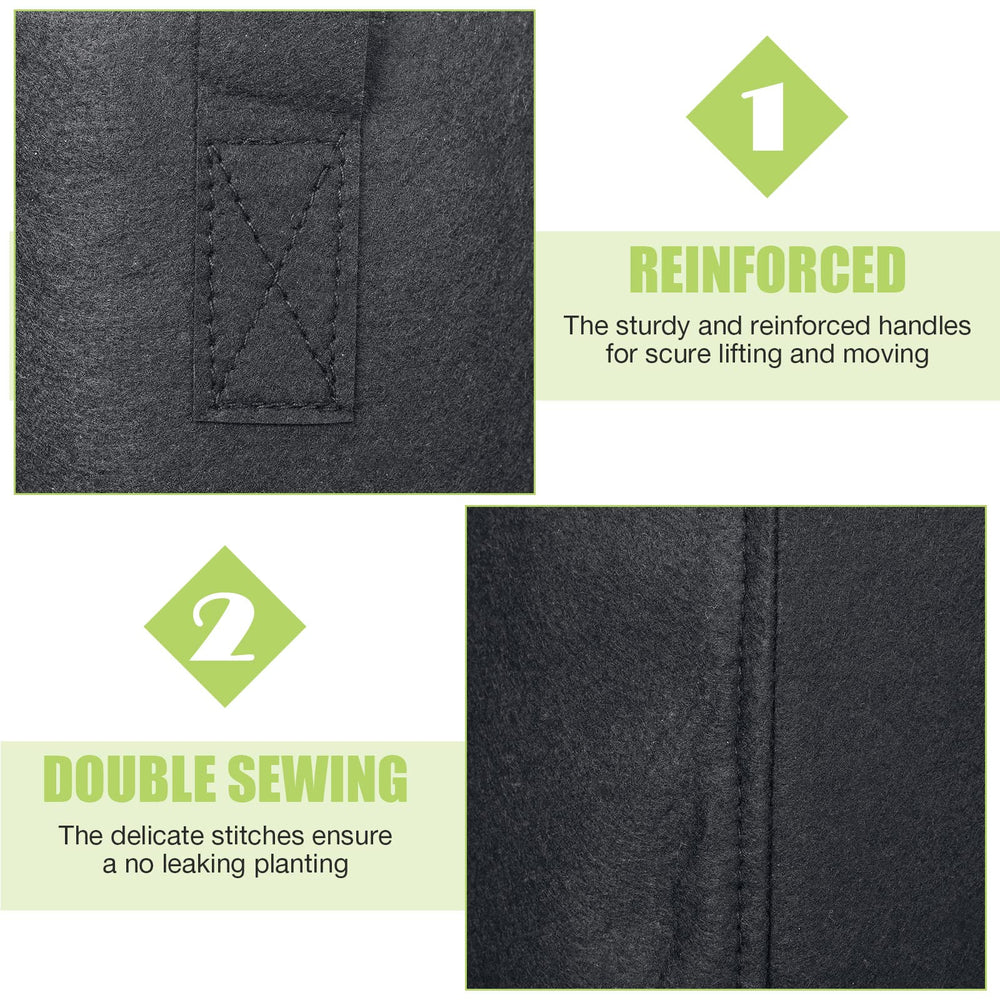 Boao reinforced handle X-stitch detail showing strong lift support for heavy soil