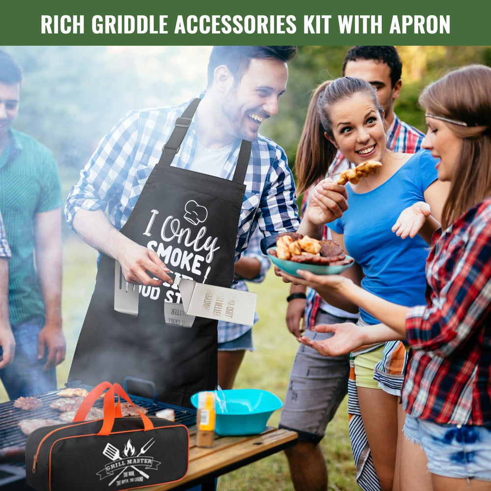 Boao grilling kit in backyard scene demonstrating family-friendly use