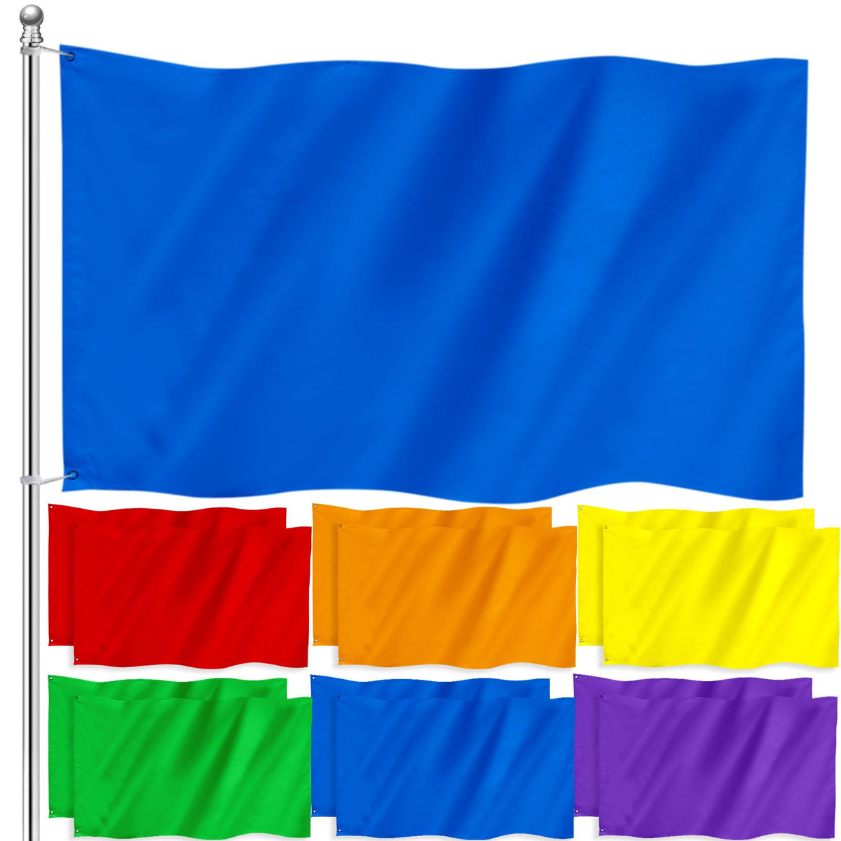 Boao front view of 12-pack flags showing bright colors and packaging benefit durability