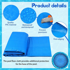 Boao pad positioned under assembled pool illustrating liner protection