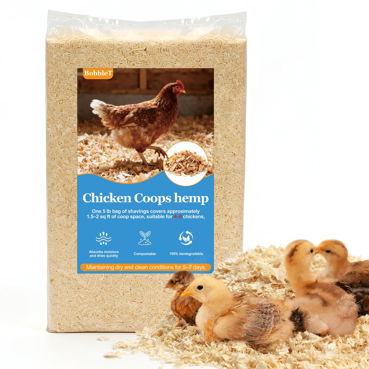 BobbleT front packaging showing vacuum-sealed 5lb bag and label benefits