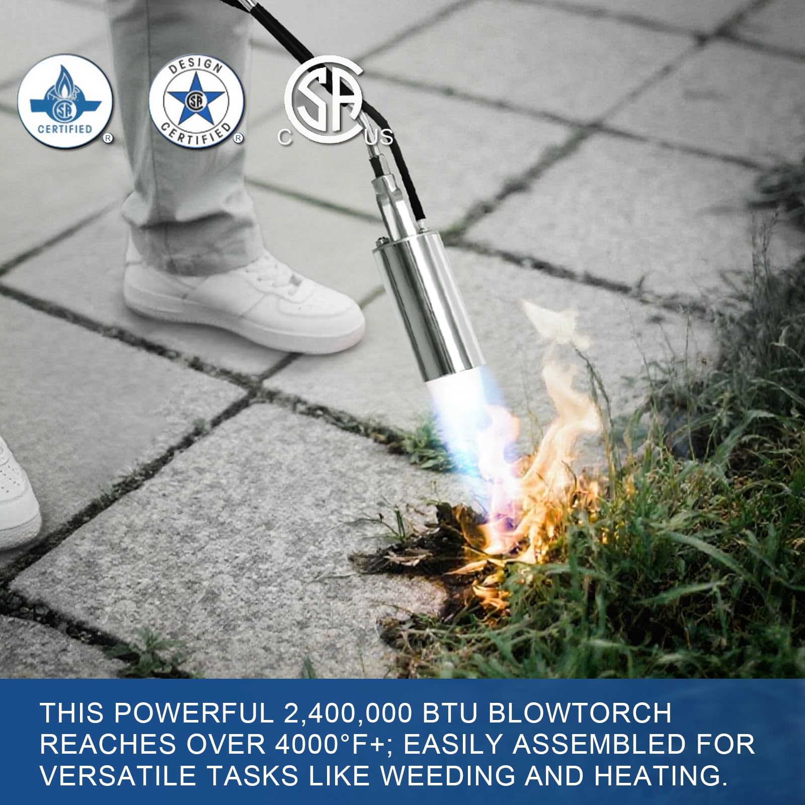 Bobillow torch used in garden setting illustrating versatile outdoor task performance