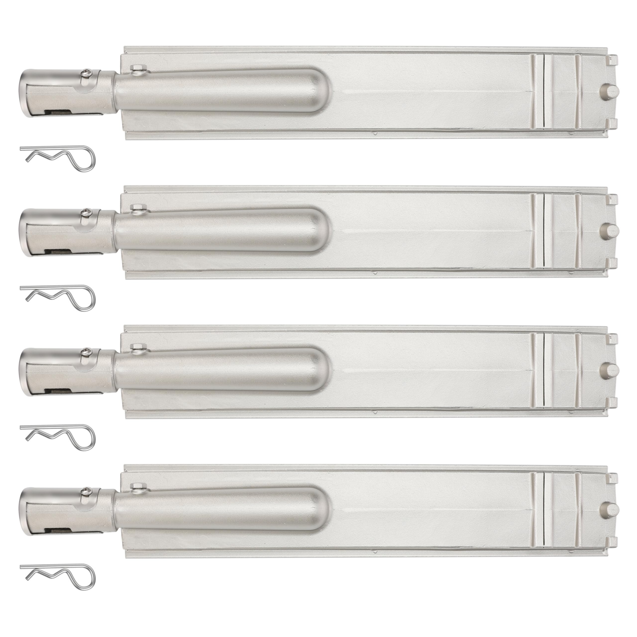 Bobo GrillKing front view of four-pack burners showing complete replacement kit and benefits