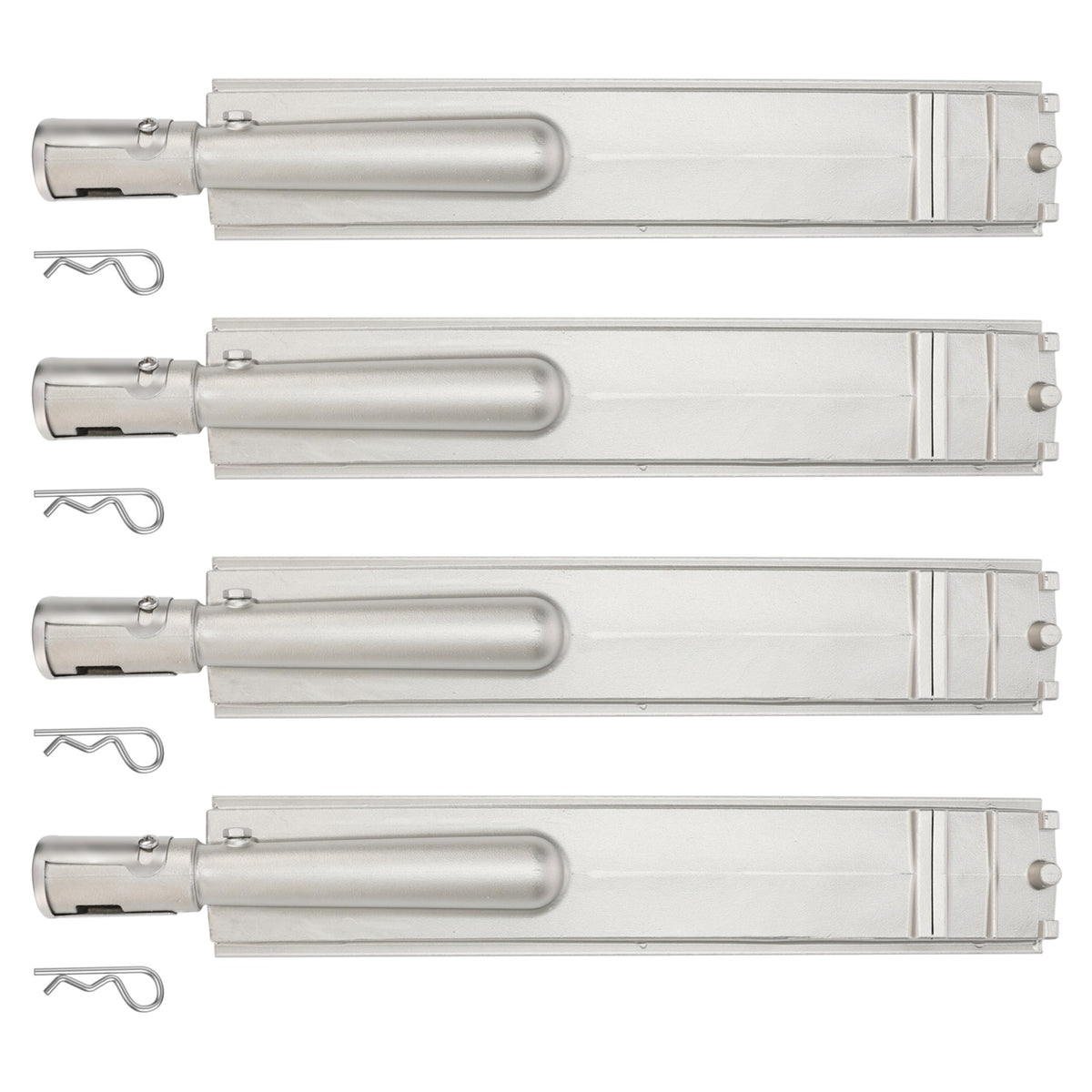 Bobo GrillKing front view of four-pack burners showing complete replacement kit and benefits