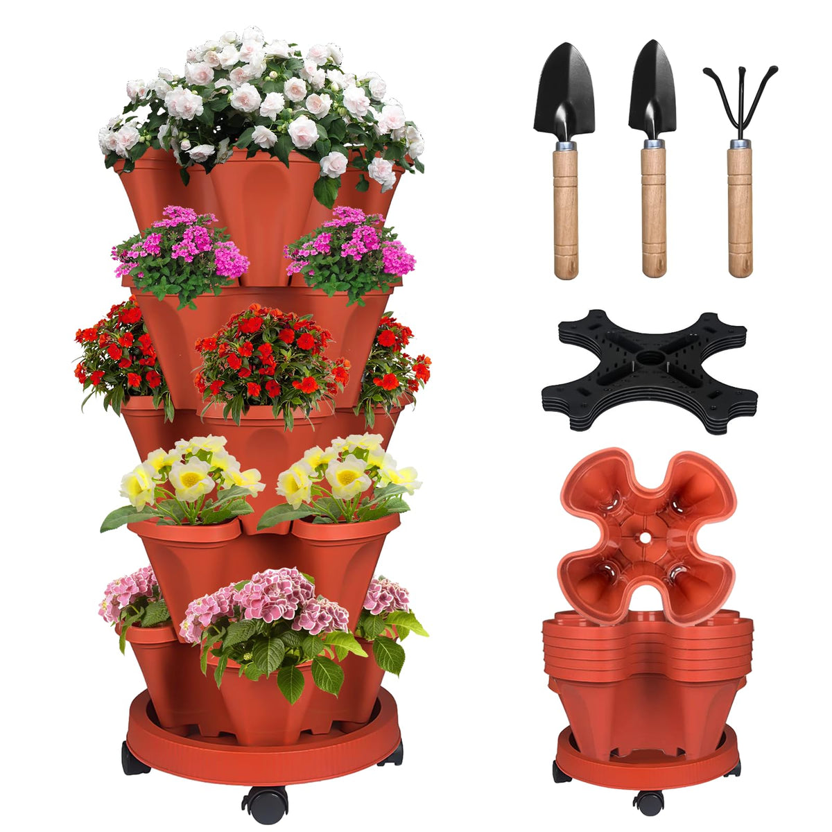 bociks front view of planter tower showing compact footprint and easy setup benefit