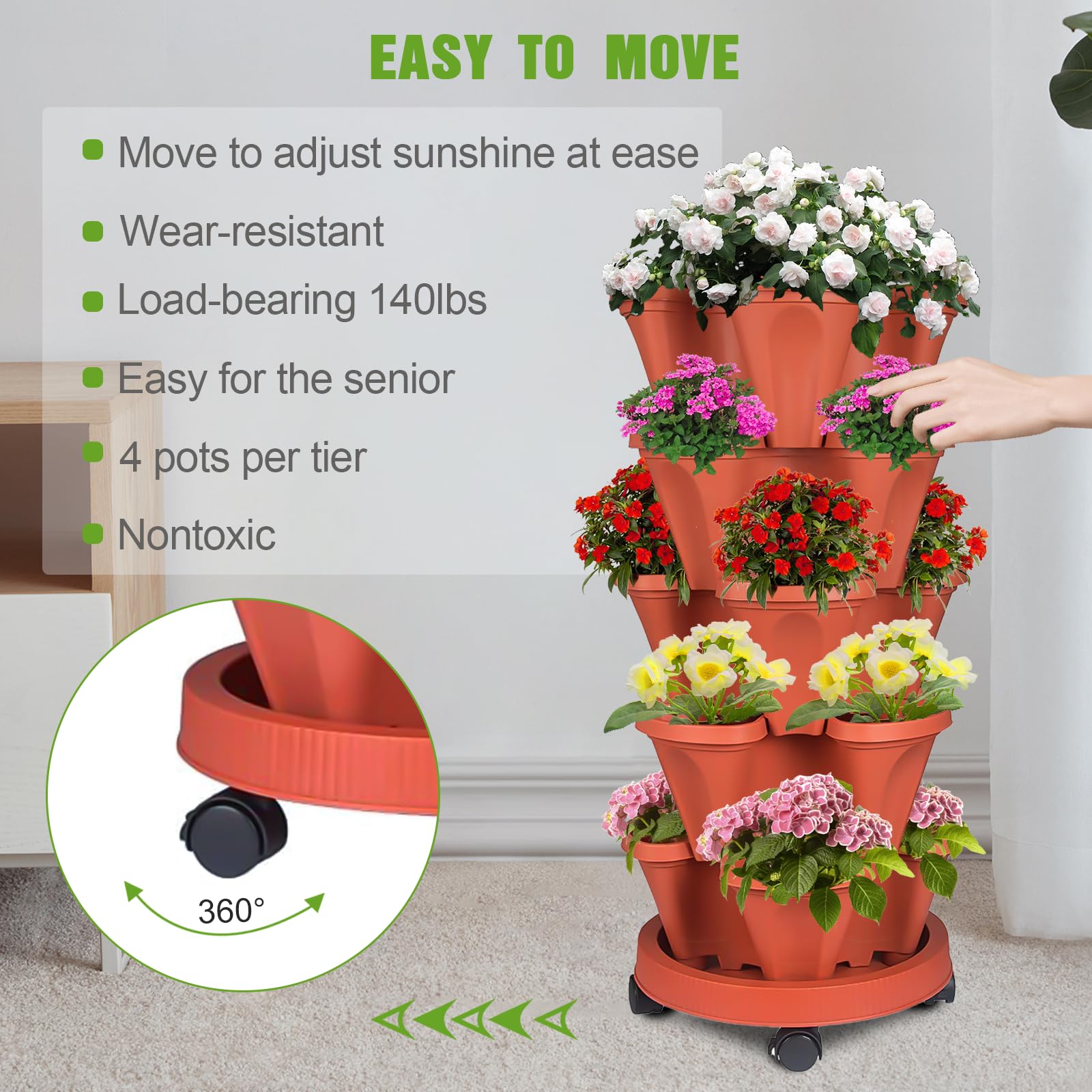 bociks swivel wheels and base highlighting easy mobility and repositioning benefit