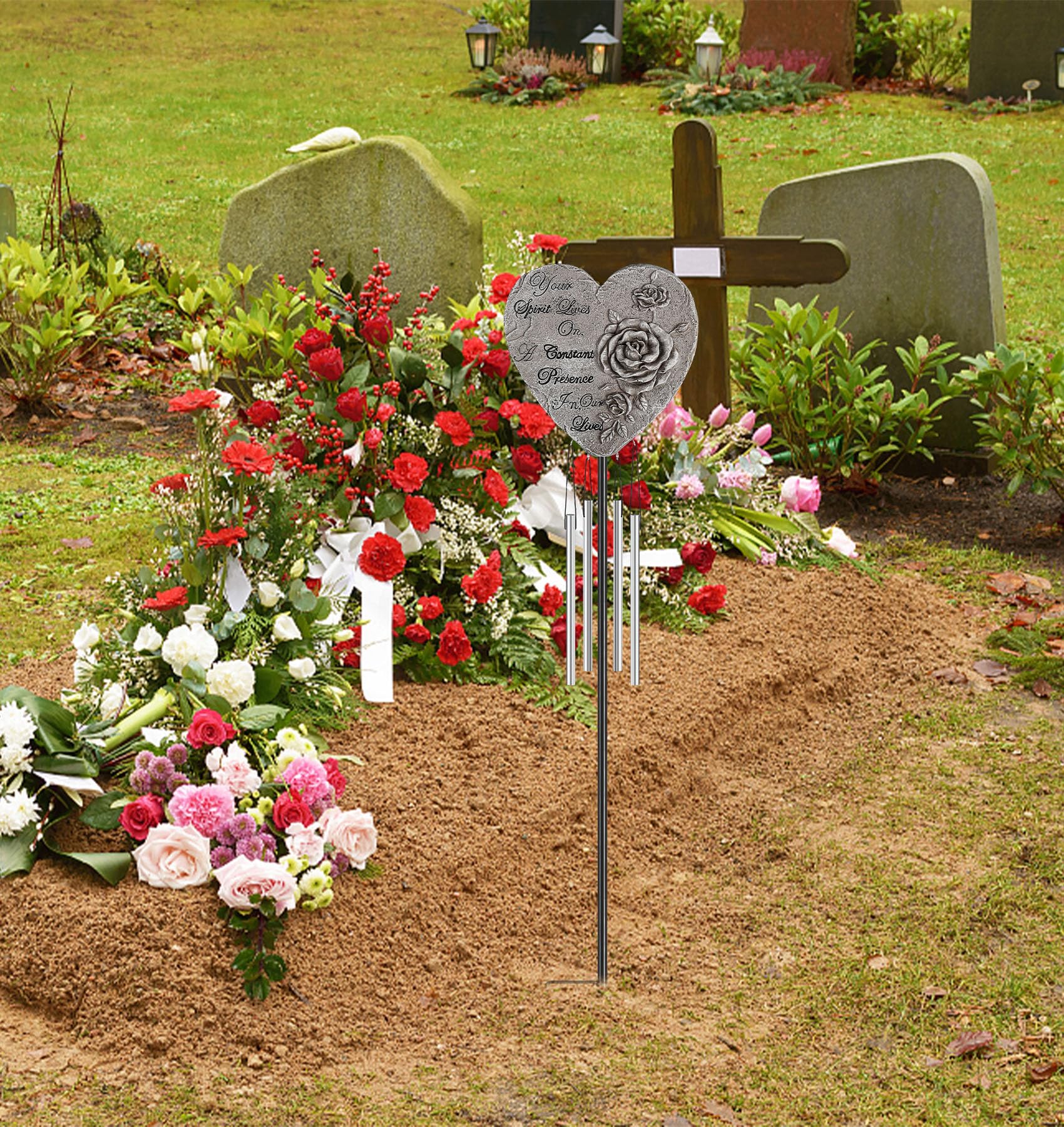 bocola metal stake and assembly included for quick, stable cemetery installation