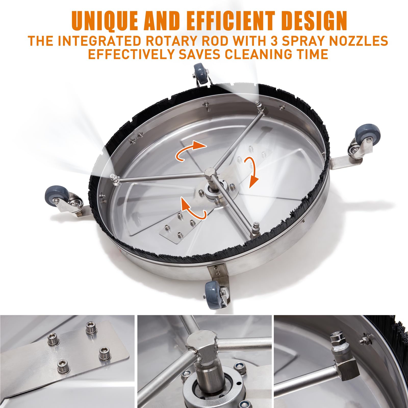 BOCOM wheels and brush skirt protecting surfaces and reducing overspray