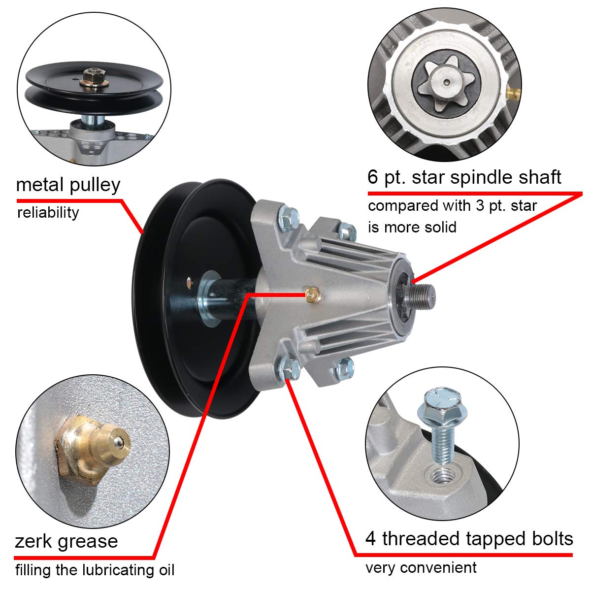 boeray spindle installed on mower deck demonstrating straightforward replacement