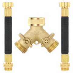 boersite front view brass Y splitter showing solid metal build and dual outlets for reliable flow
