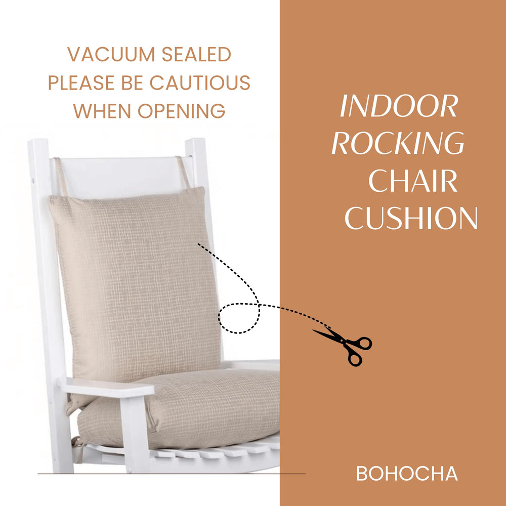 BOHOCHA seat cushion installed on wooden rocking chair improving comfort