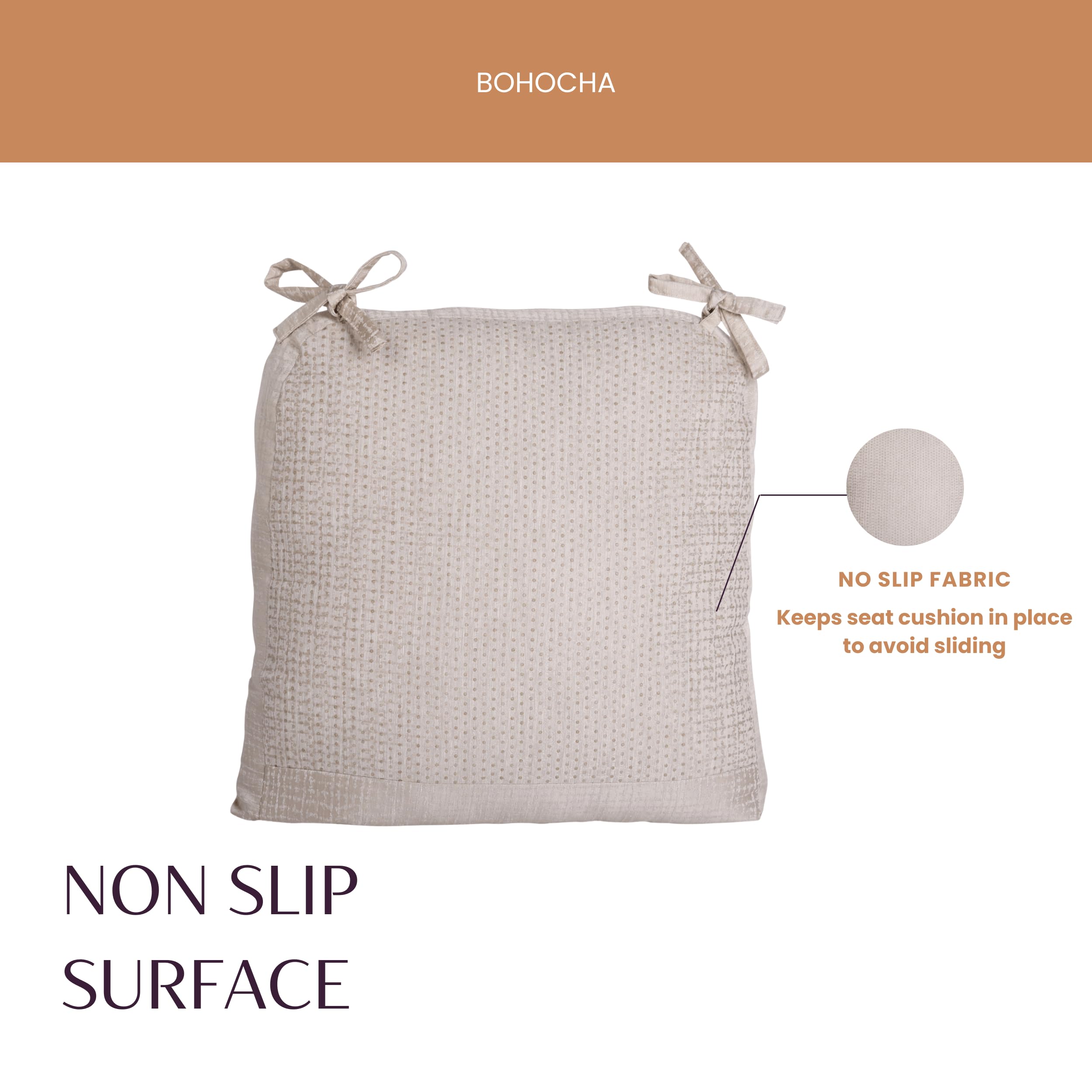 BOHOCHA cushion beside hand for scale showing generous large sizing