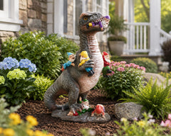 BOIHEGU side profile showing dinosaur pose and gnome interaction, adds character