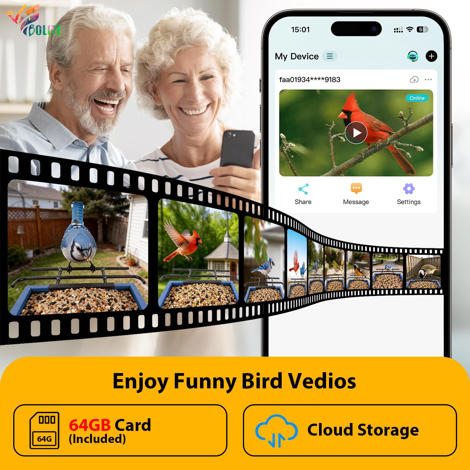 BOLITE image of 64GB SD card and ports for local recording convenience