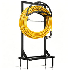 BOLITE front view of freestanding hose stand showing stable hold and neat storage