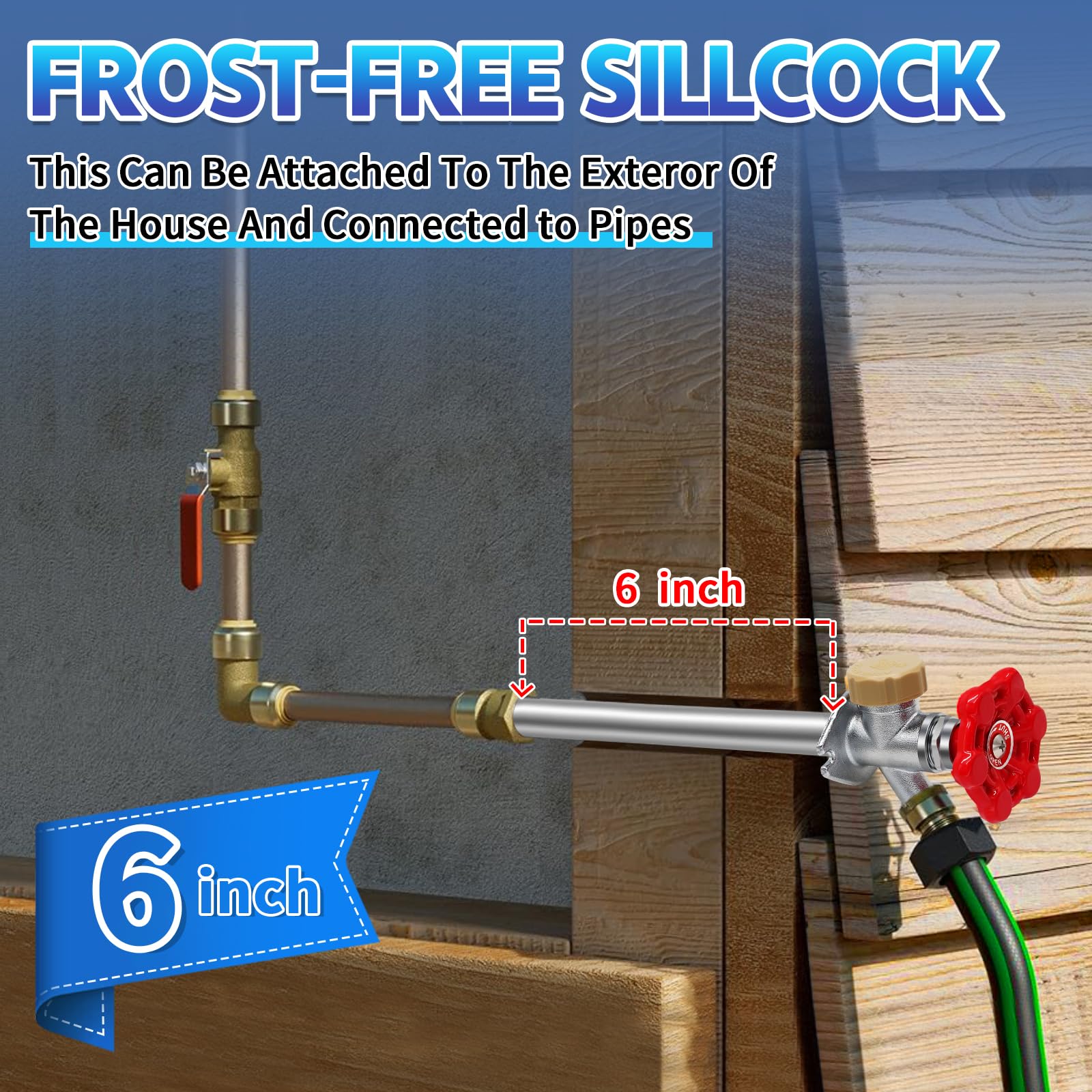 Boltigen hose bibb outlet detail showing 3/4 inch GHT for easy hose attachment
