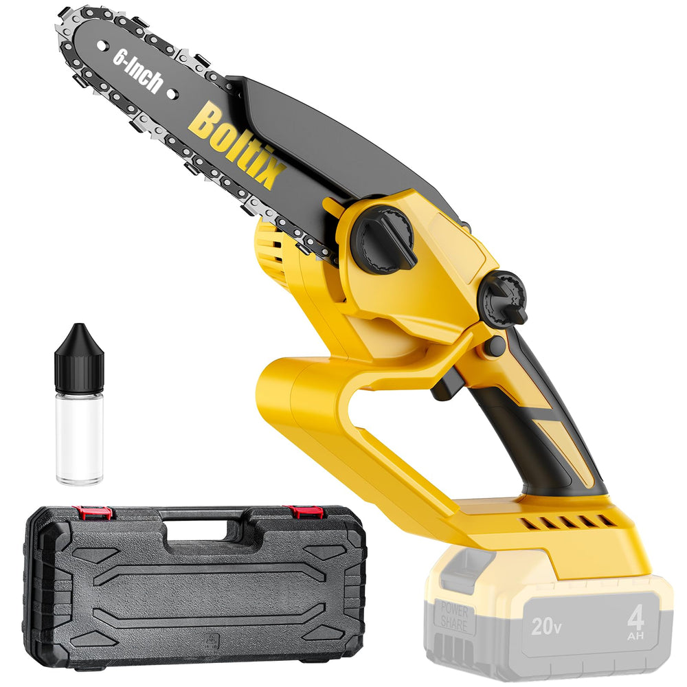 Boltix front view of compact chainsaw showing streamlined controls and portability benefit
