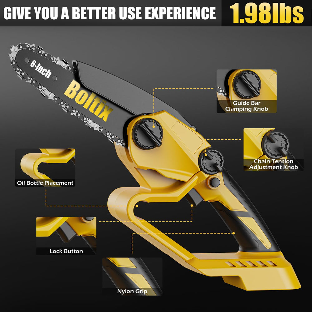 Boltix next to a DEWALT 20V battery showing compatibility and space-saving kit benefit