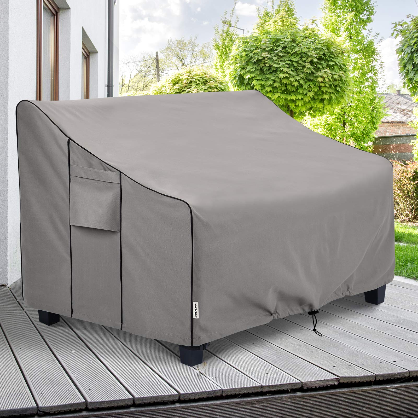 BOLTLINK cover beside a chair to show scale and sizing clarity