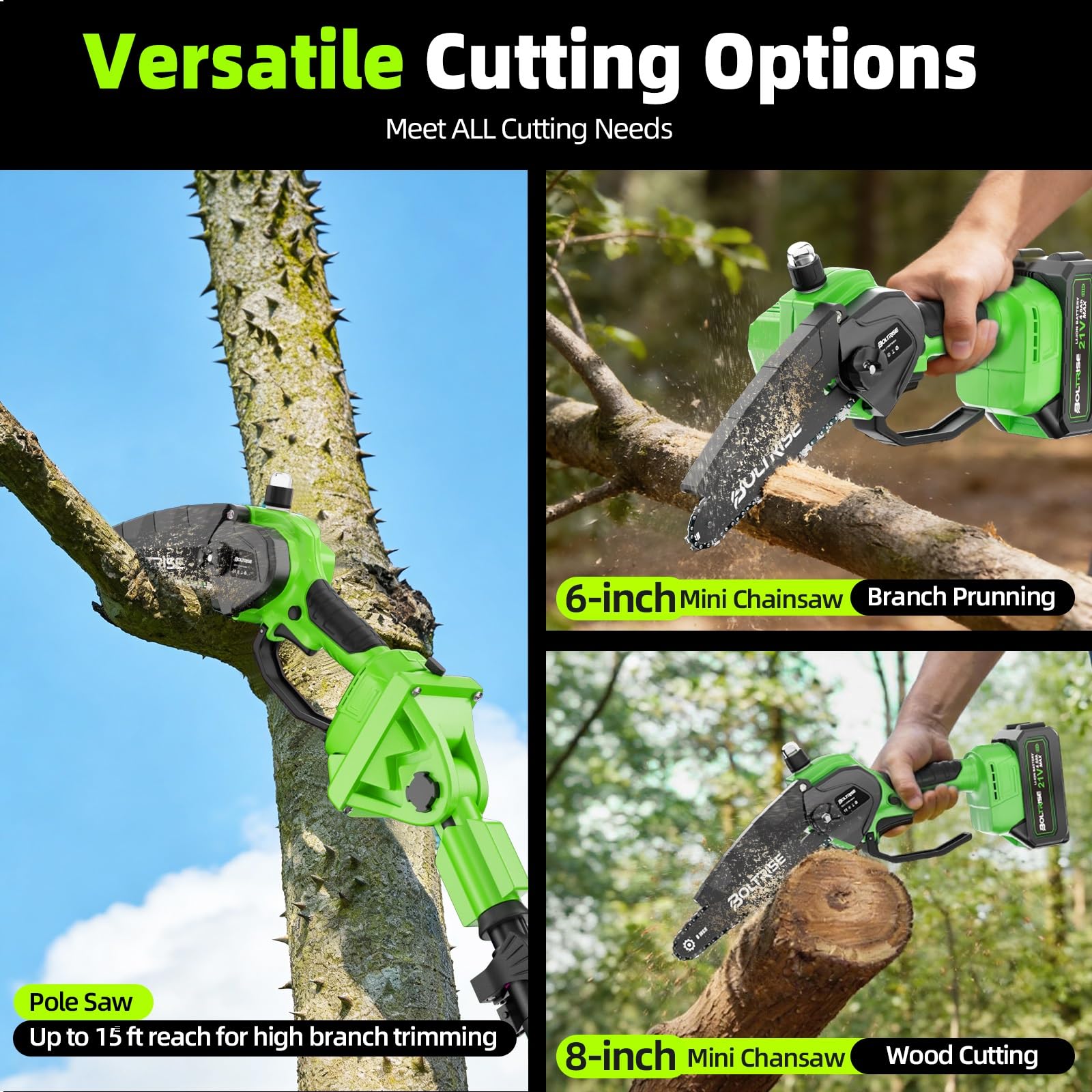 BOLTRISE cut wood samples showing fast, clean cuts benefit