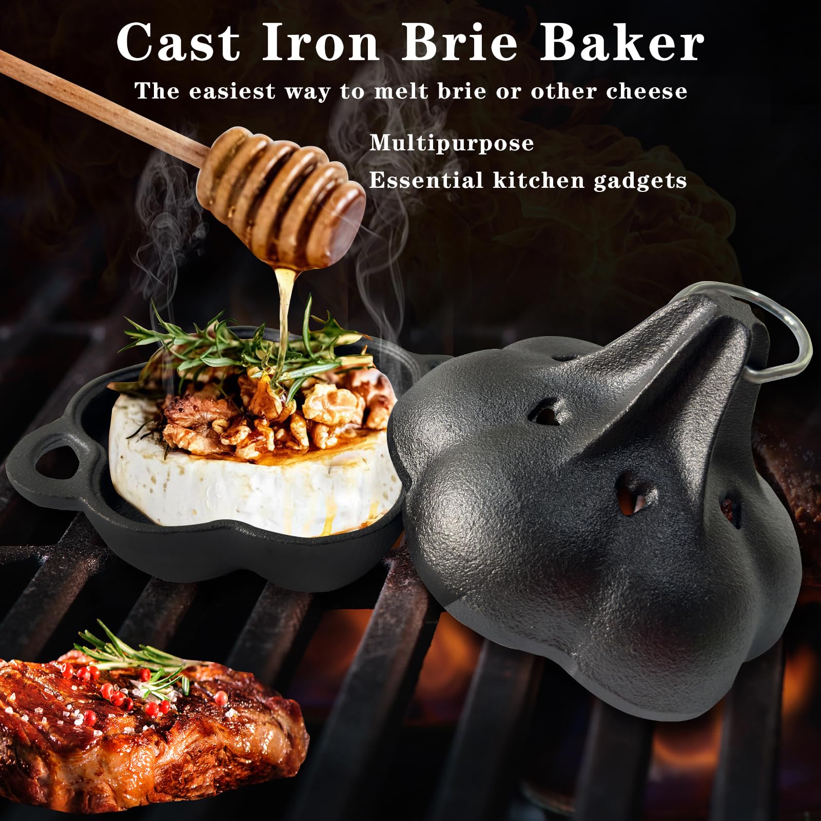 BOLVOUD pre-seasoned cast iron surface detail, nonstick readiness and longevity benefit