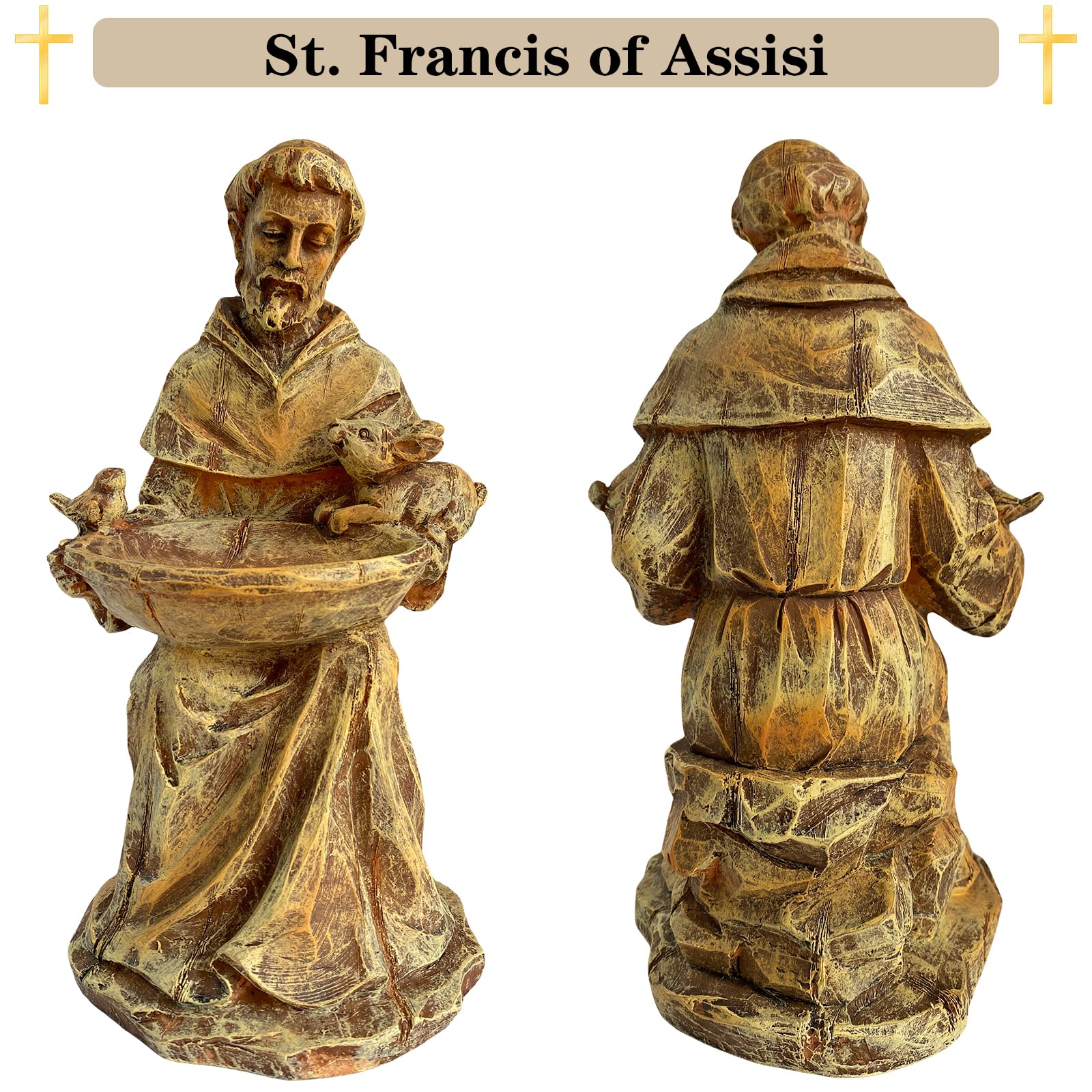 BOLVOUD close-up of St. Francis face and hands showing calm detail