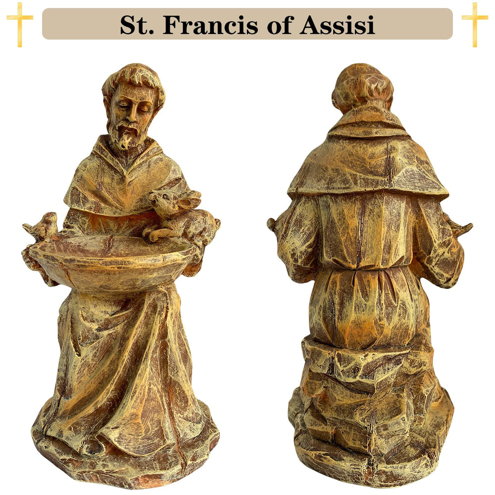 BOLVOUD close-up of St. Francis face and hands showing calm detail